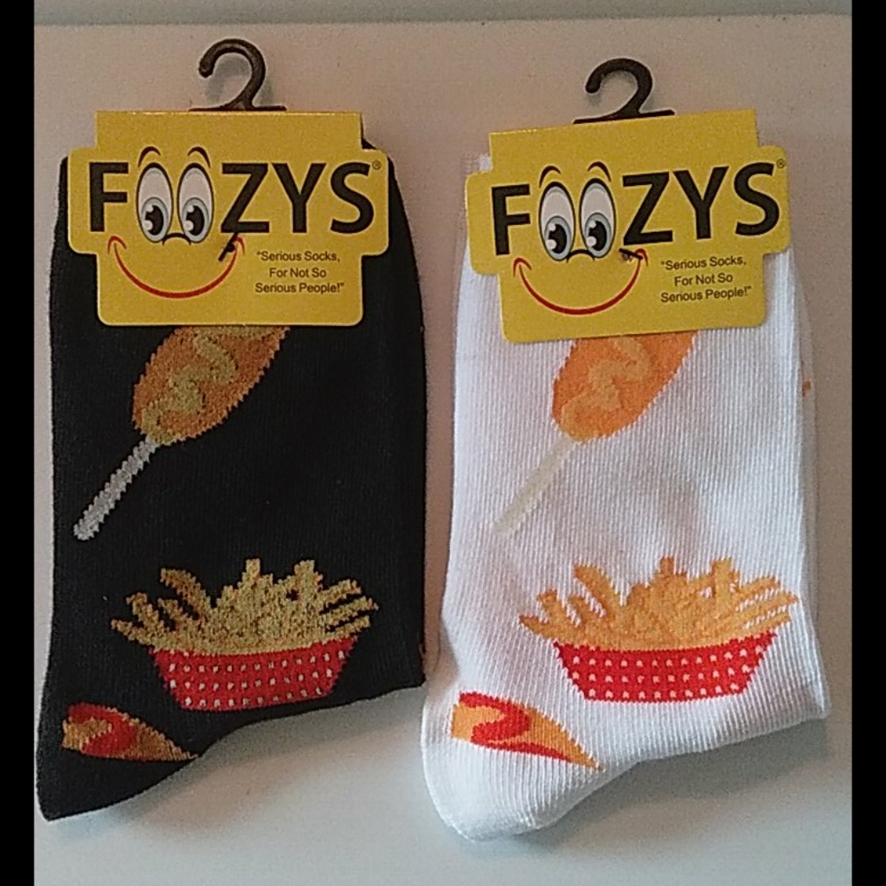 Foozys socks 2 pair item # 99 Corn Dogs and Fries
